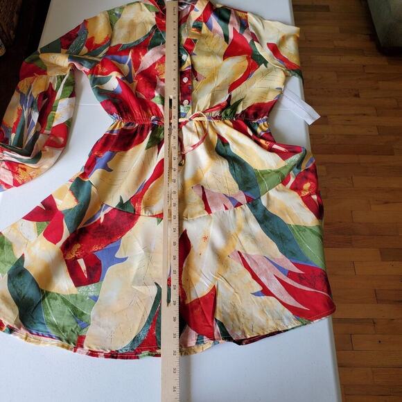 Live 4 Truth A-Line Mini Dress Vibrant Floral Puff Sleeve NEW Party Tropical - Picture 11 of 16